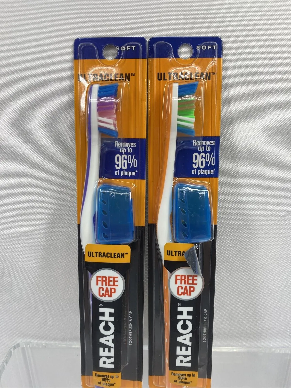 (2) Reach Fresh & Clean Soft Toothbrush Ultra Clean for Healthy Mouth & Cap
