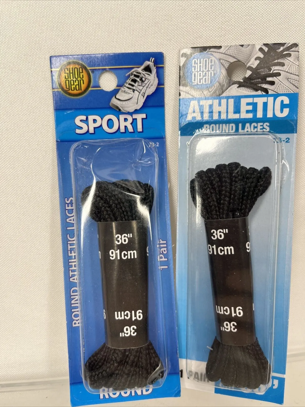 (2) Shoe Gear Sport 36" Round Sport Athletic Shoe Laces - BLACK #73-2 ￼