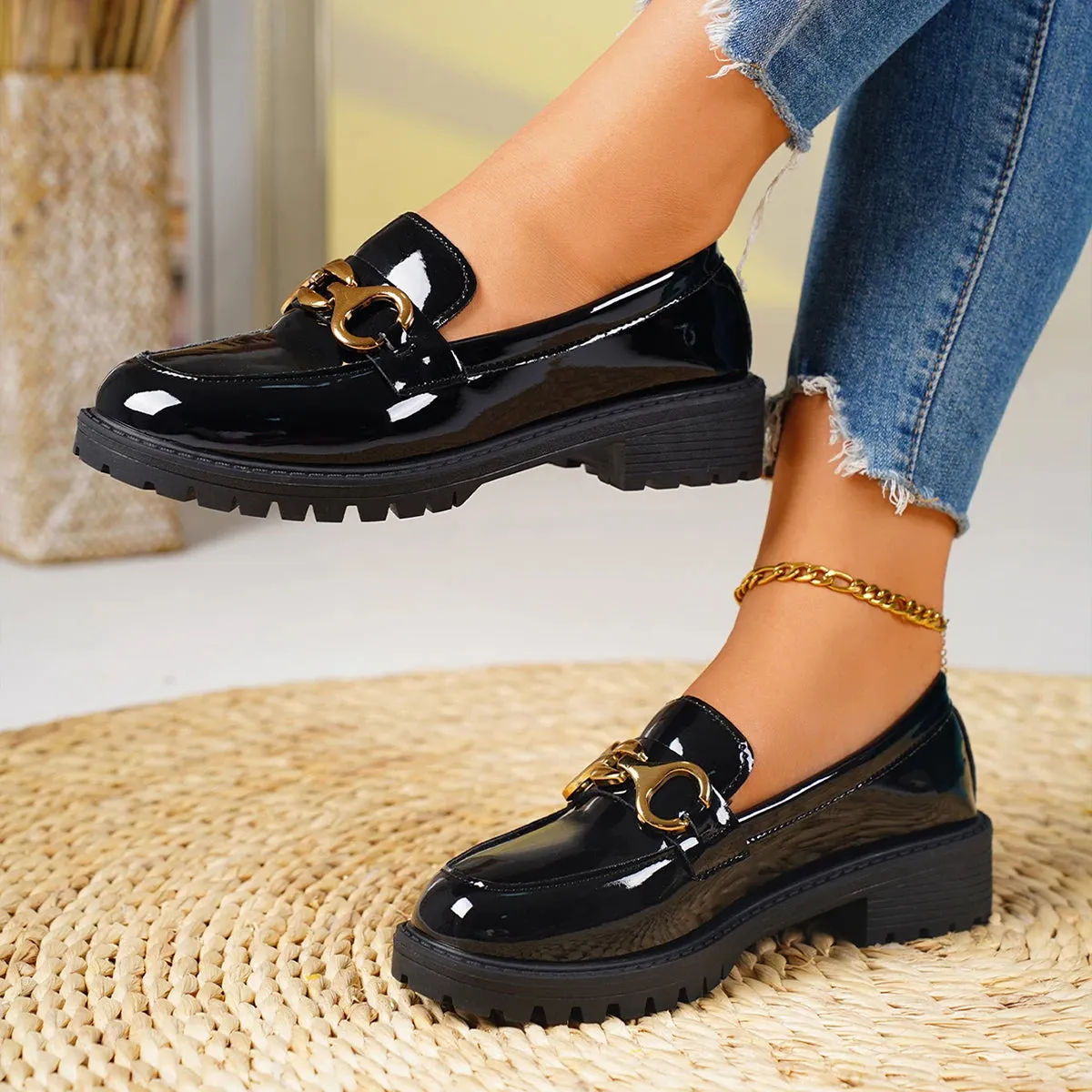 2025 New Women's Fashion Round Toe Wedge Shoes – Luxury Brand Casual Loafers | Trendy High Heels for Summer & Bridesmaids