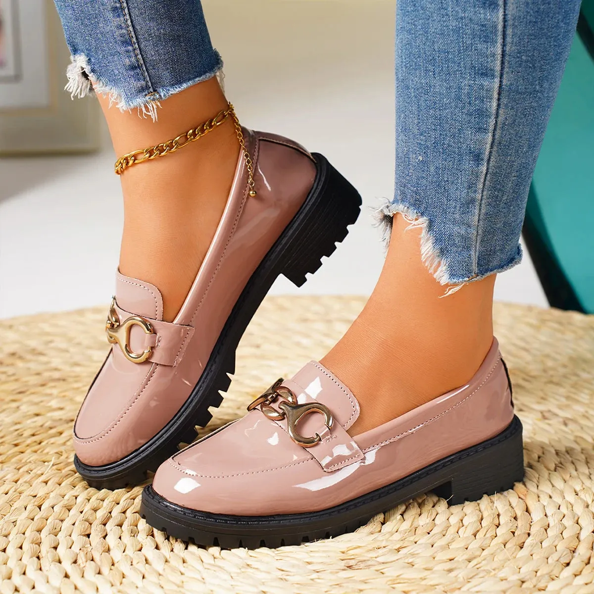 2025 New Women's Fashion Round Toe Wedge Shoes – Luxury Brand Casual Loafers | Trendy High Heels for Summer & Bridesmaids
