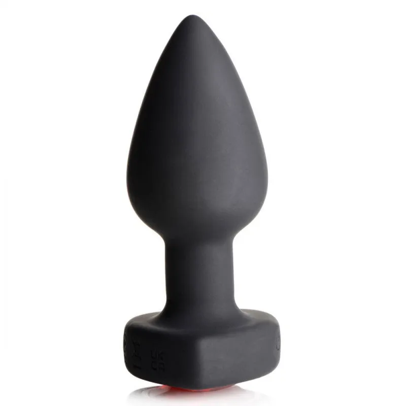 28x Silicone Vibrating Red Heart Anal Plug With  Remote - Small