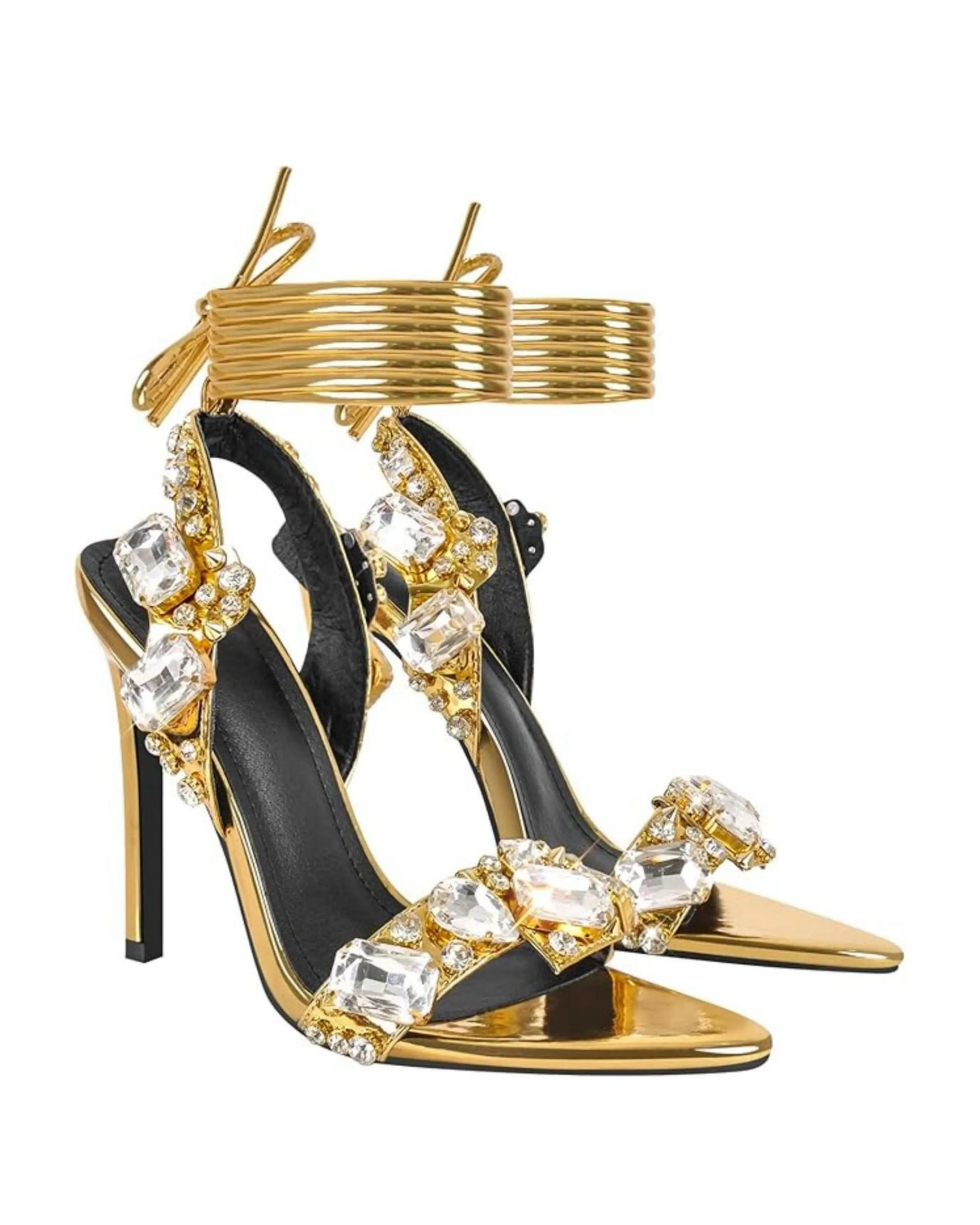 Até- Gold & Crystal adorned heels.