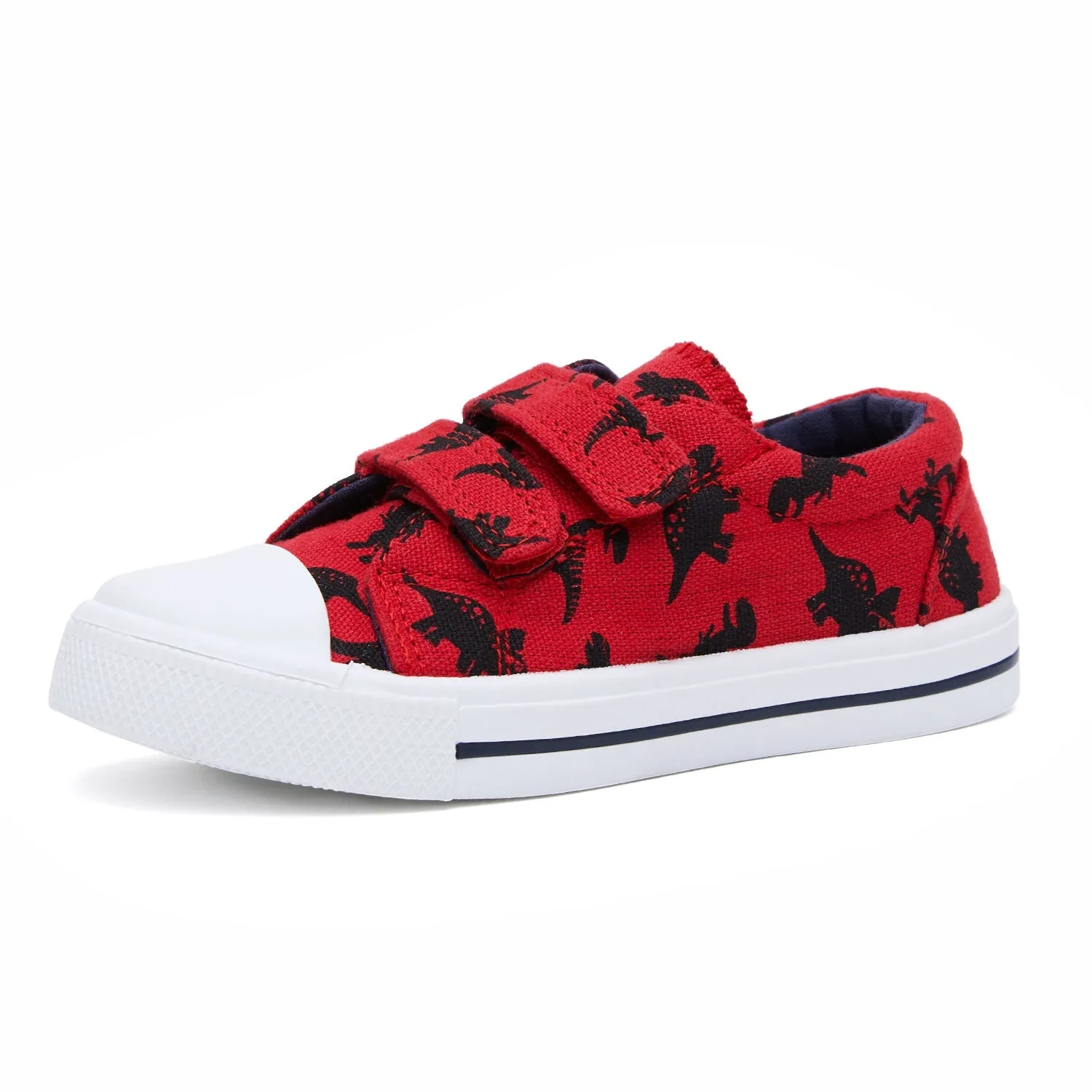 Black Dinosaur Double Velcro Red Canvas Sneakers