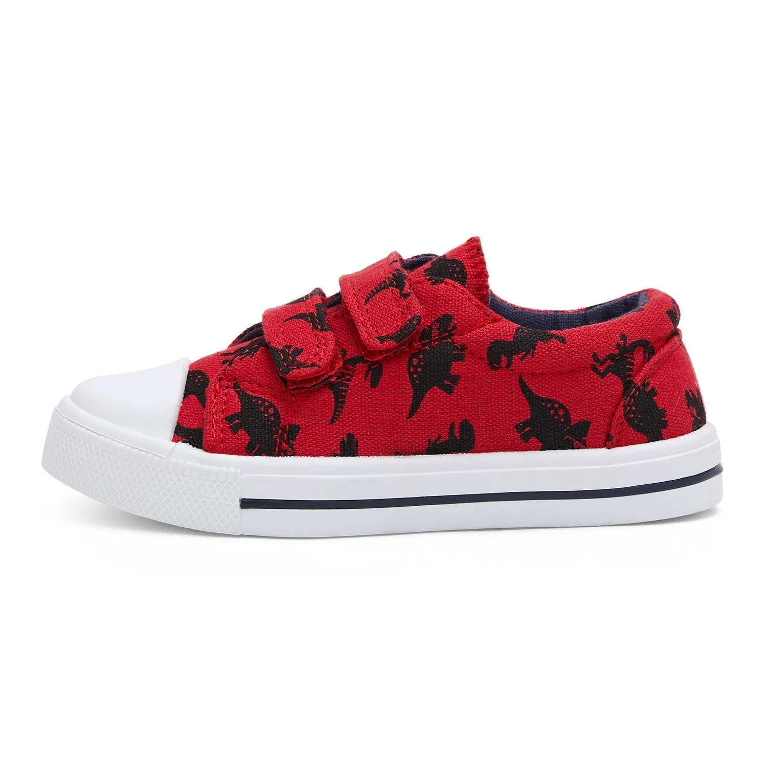 Black Dinosaur Double Velcro Red Canvas Sneakers