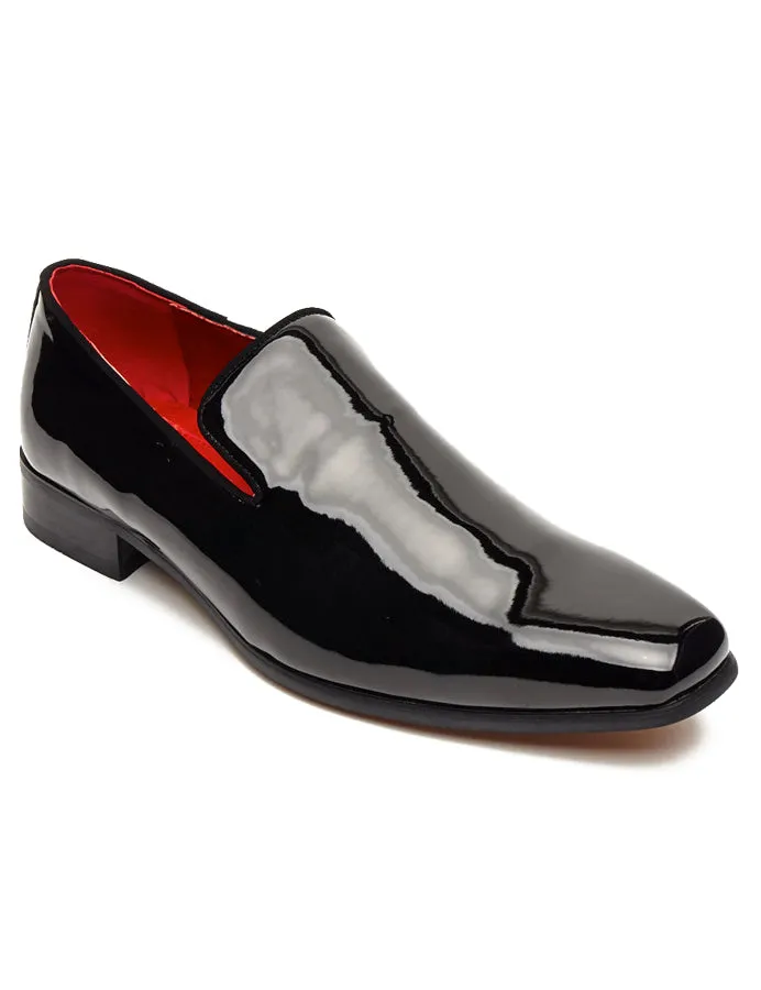 BLACK SHINY WEDDING SHOES DRESS LOAFERS