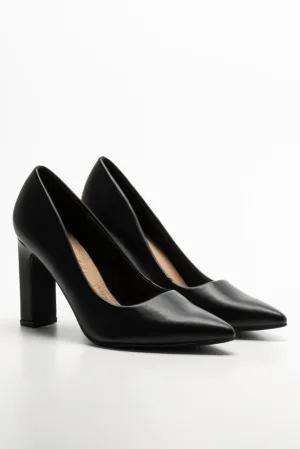Block Heel Court Shoe Black