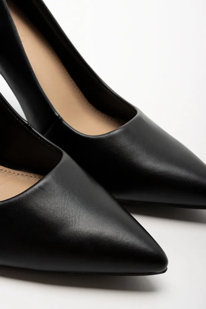 Block Heel Court Shoe Black