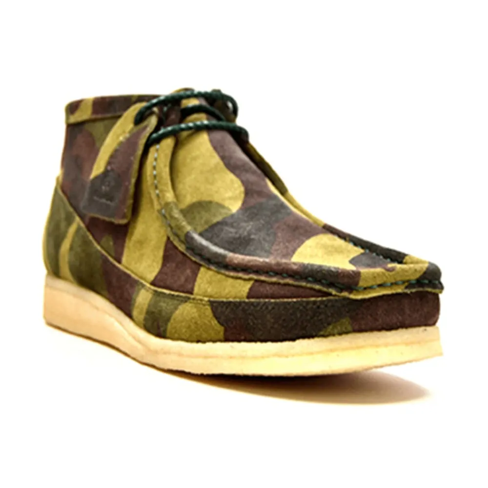 British Walkers Walker 100 Men's Green Camo Leather and Suede High Tops Ankle Boots