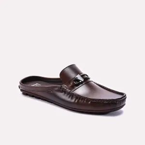 Brown Glossy Mules Loafers 0130930