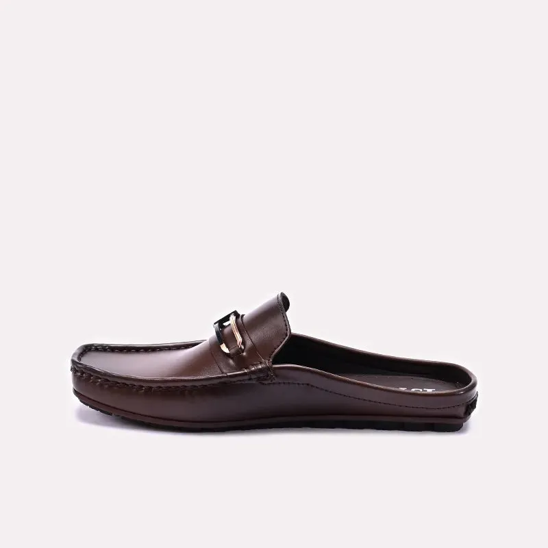 Brown Glossy Mules Loafers 0130930