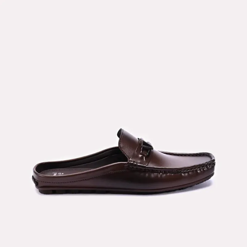 Brown Glossy Mules Loafers 0130930