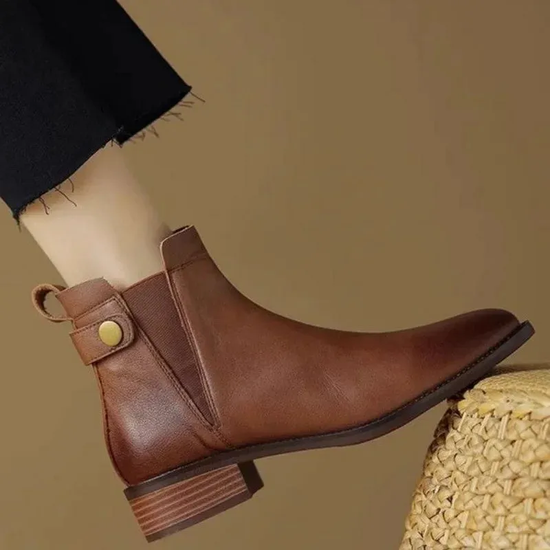 Caitria™ | Soft leather chelsea boots with thick heels