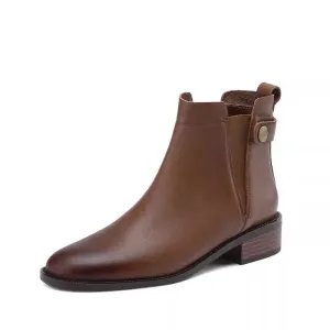Caitria™ | Soft leather chelsea boots with thick heels