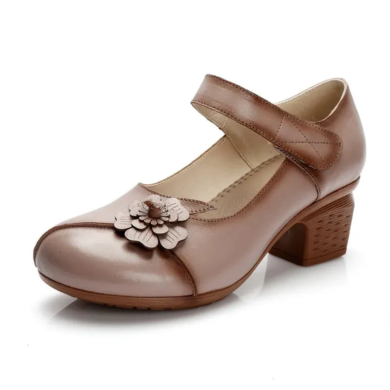 Cerise - Comfortable low-heeled Flower Sandals