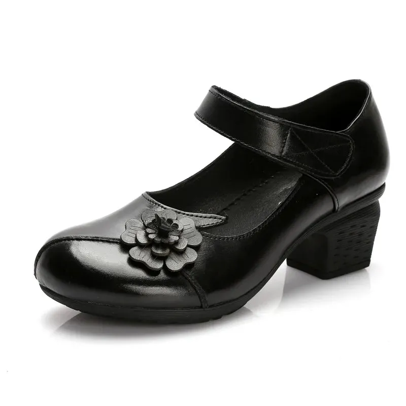 Cerise - Comfortable low-heeled Flower Sandals