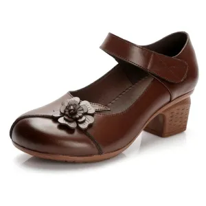 Cerise - Comfortable low-heeled Flower Sandals