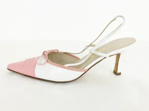 Chanel Cc Cap-Toe Slingbacks Size 37 It (7 Us)