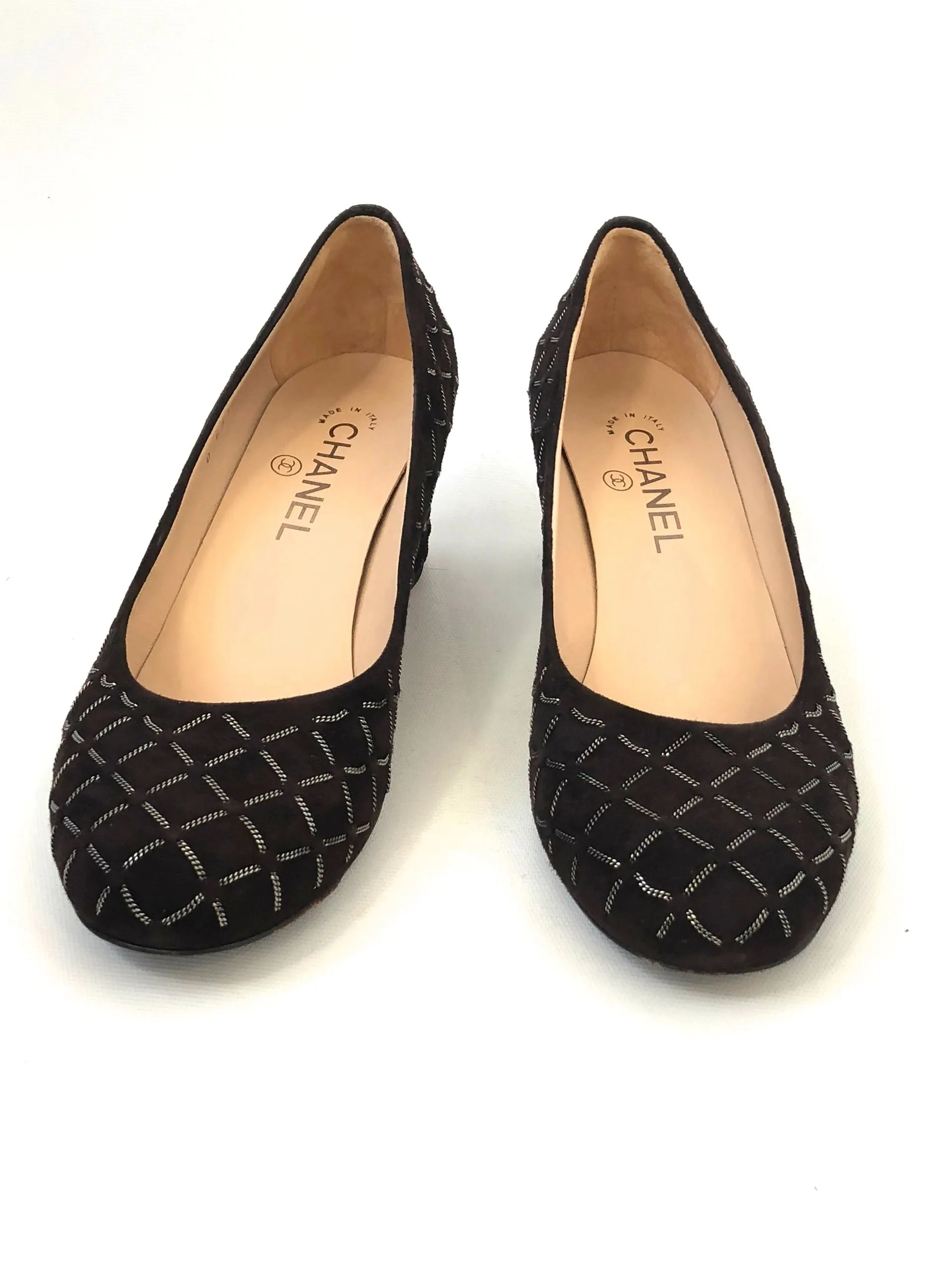 Chanel Suede Quilted Pump Size 39 It (9 Us)