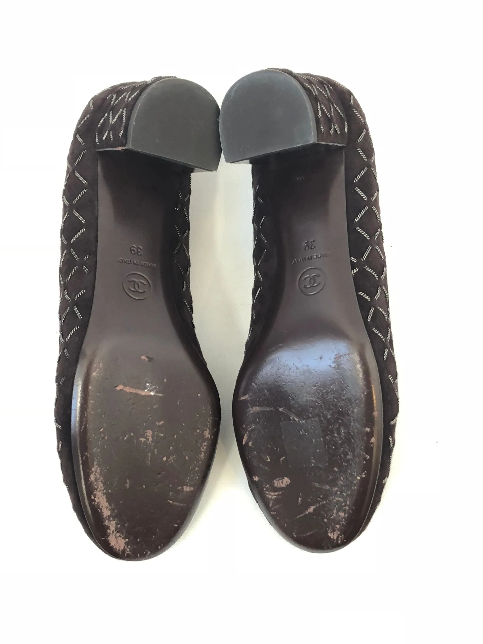 Chanel Suede Quilted Pump Size 39 It (9 Us)
