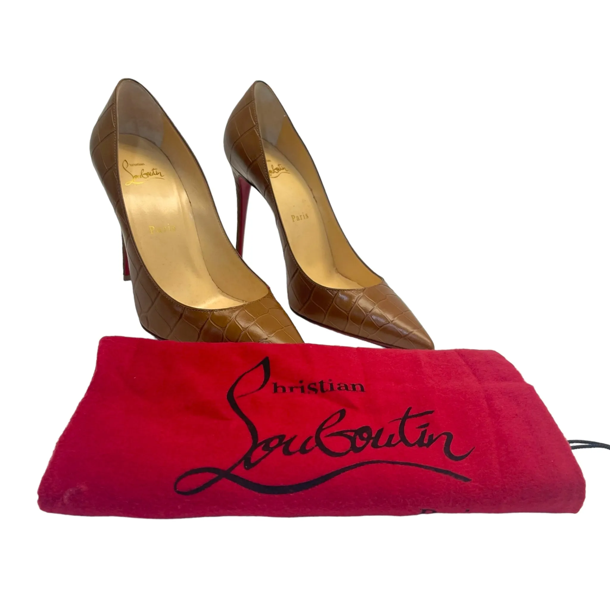Christian Louboutin Kate Alligator Embossed Pumps Size EU 38
