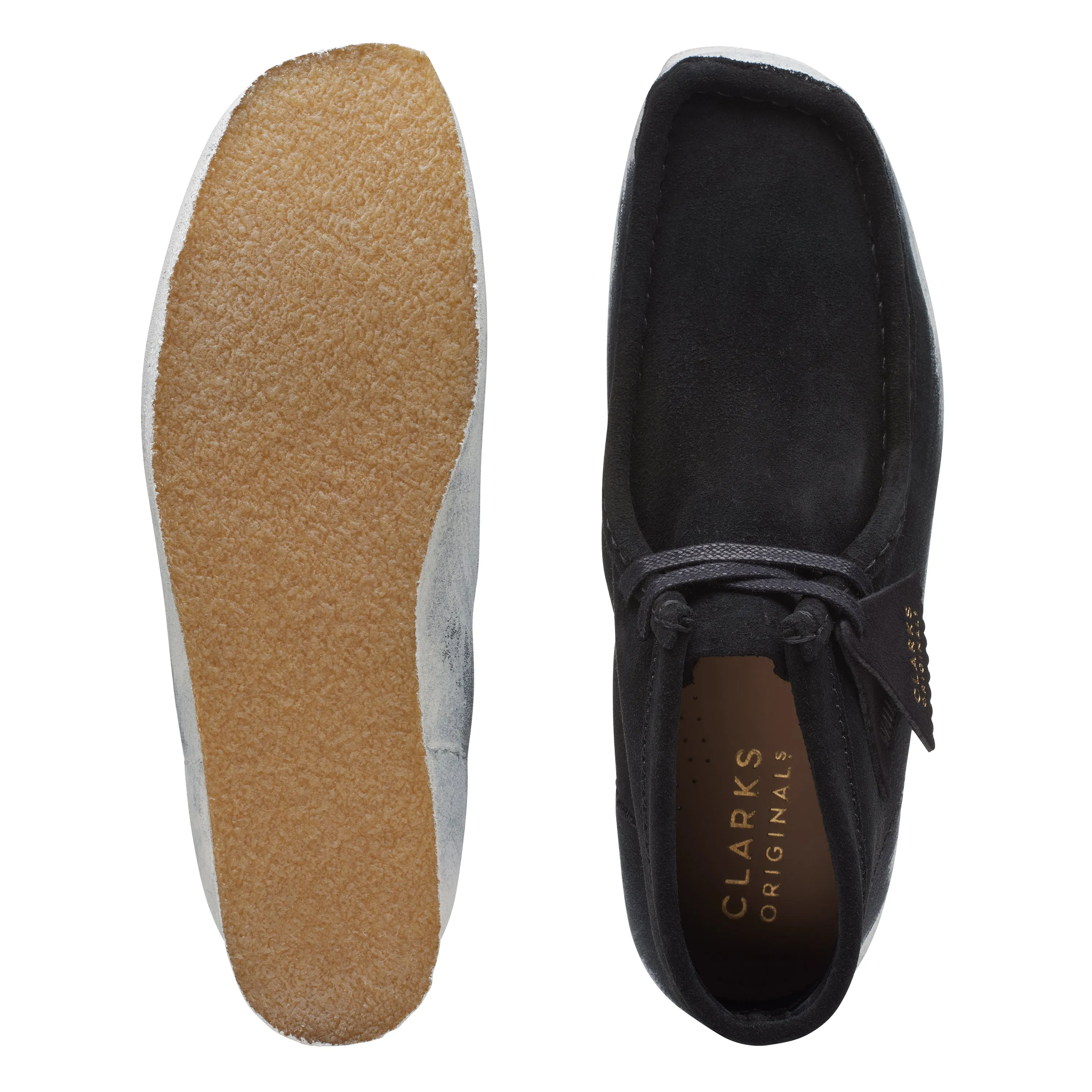 Clarks Mens Wallabee Boots Black/White