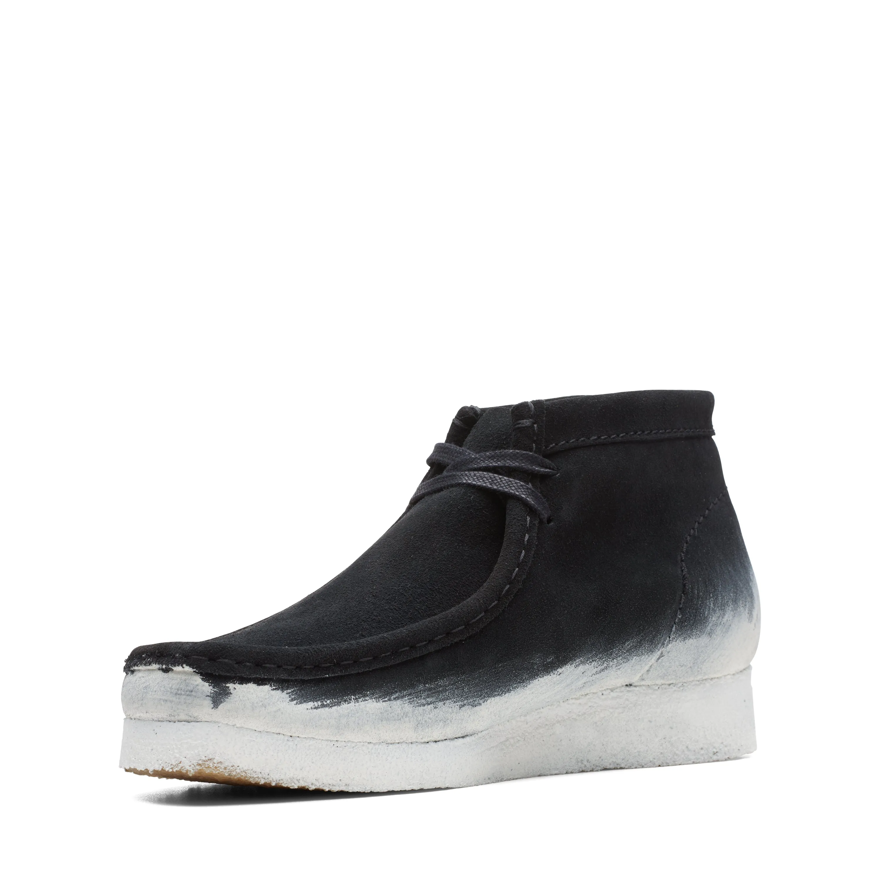 Clarks Mens Wallabee Boots Black/White