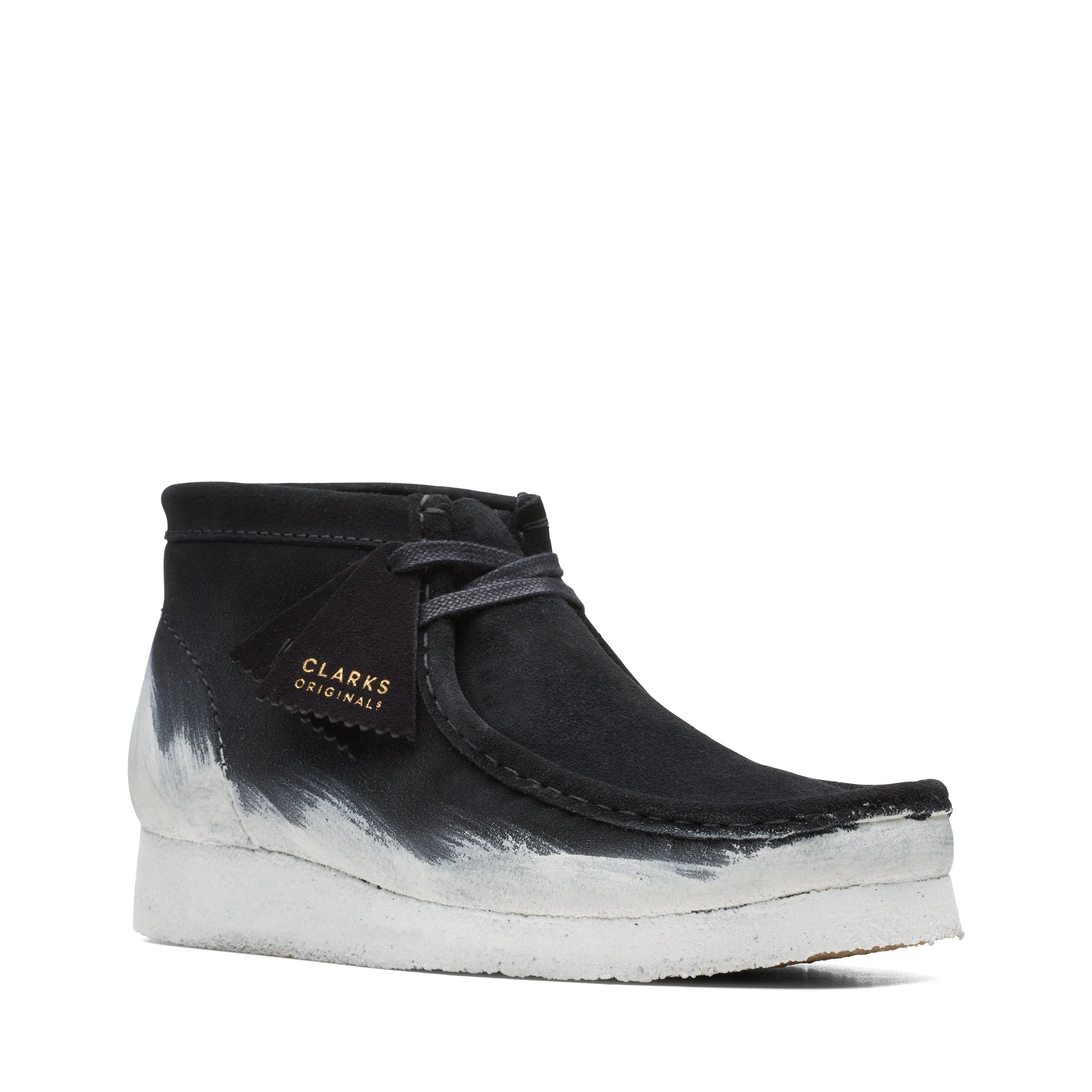 Clarks Mens Wallabee Boots Black/White