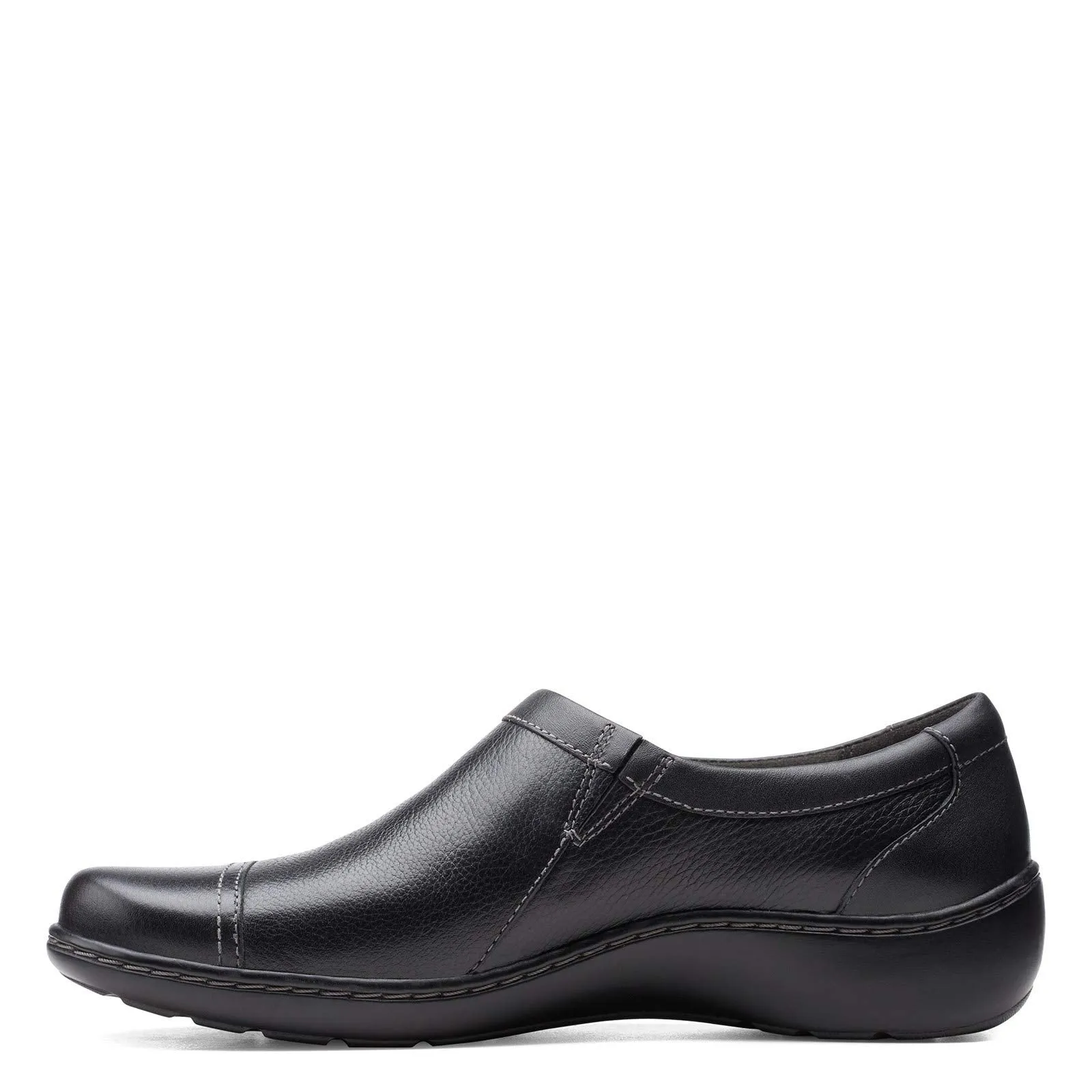 Clarks womens Cora Giny Loafer Flat, Black Tumbled/Smooth Leather, 8 US