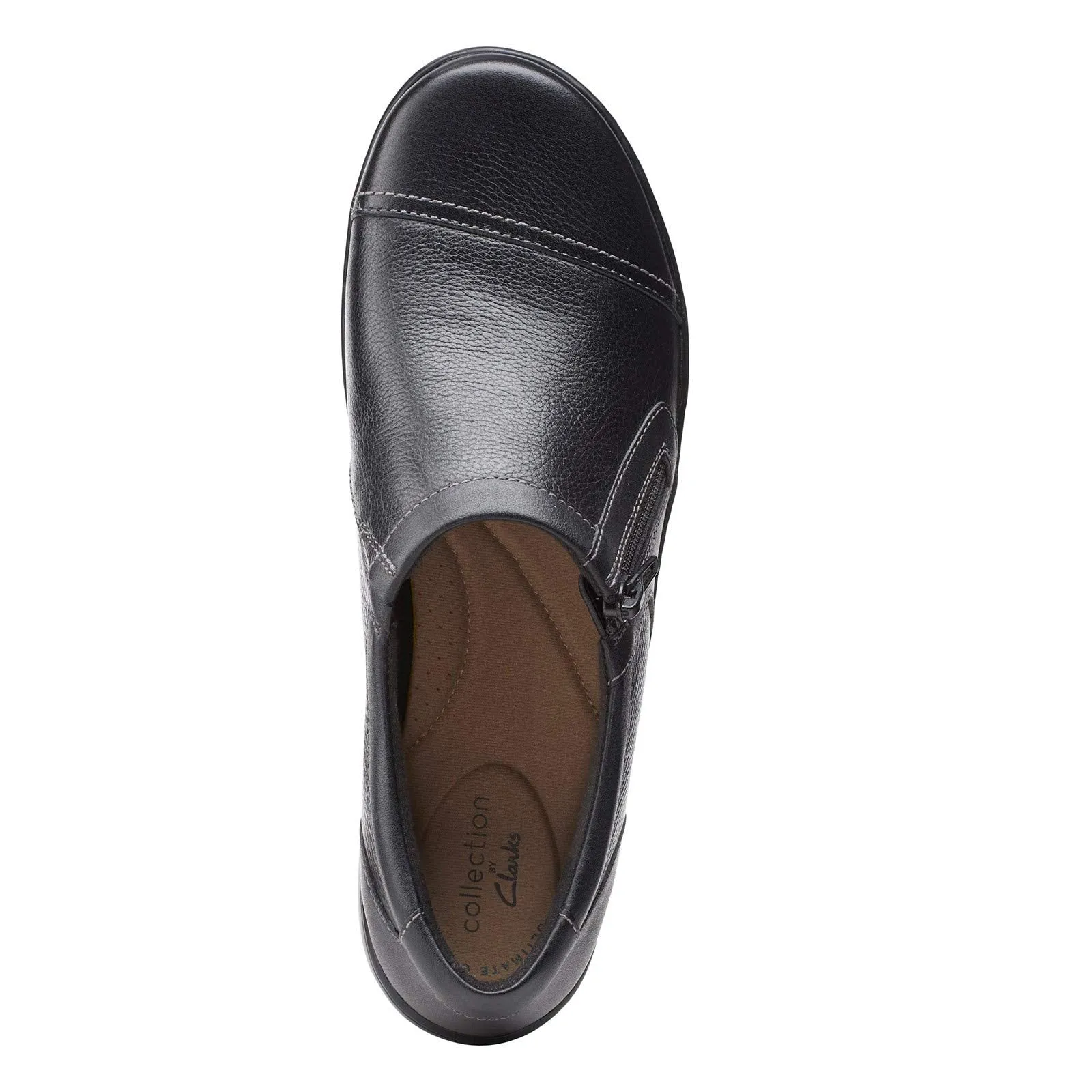 Clarks womens Cora Giny Loafer Flat, Black Tumbled/Smooth Leather, 8 US