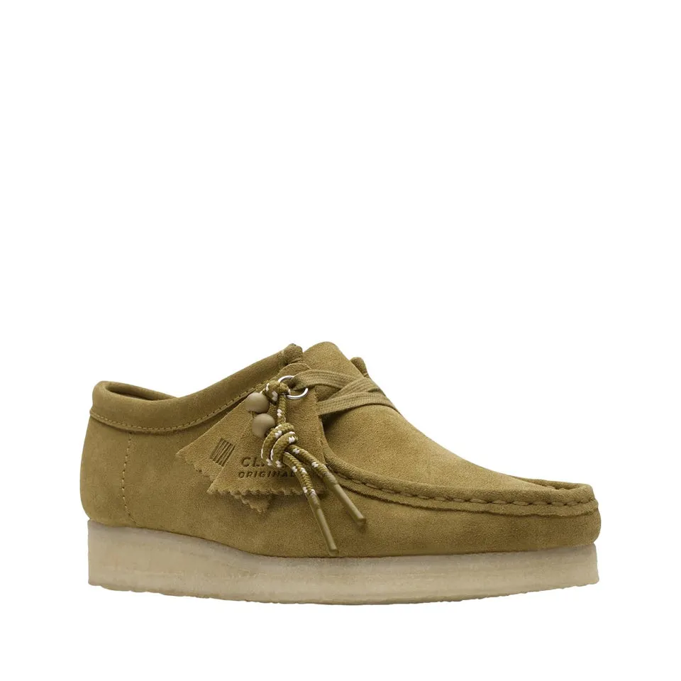 Clarks Women's Shoes Wallabee Mid Green Suede 26173241
