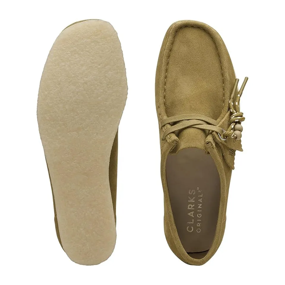 Clarks Women's Shoes Wallabee Mid Green Suede 26173241