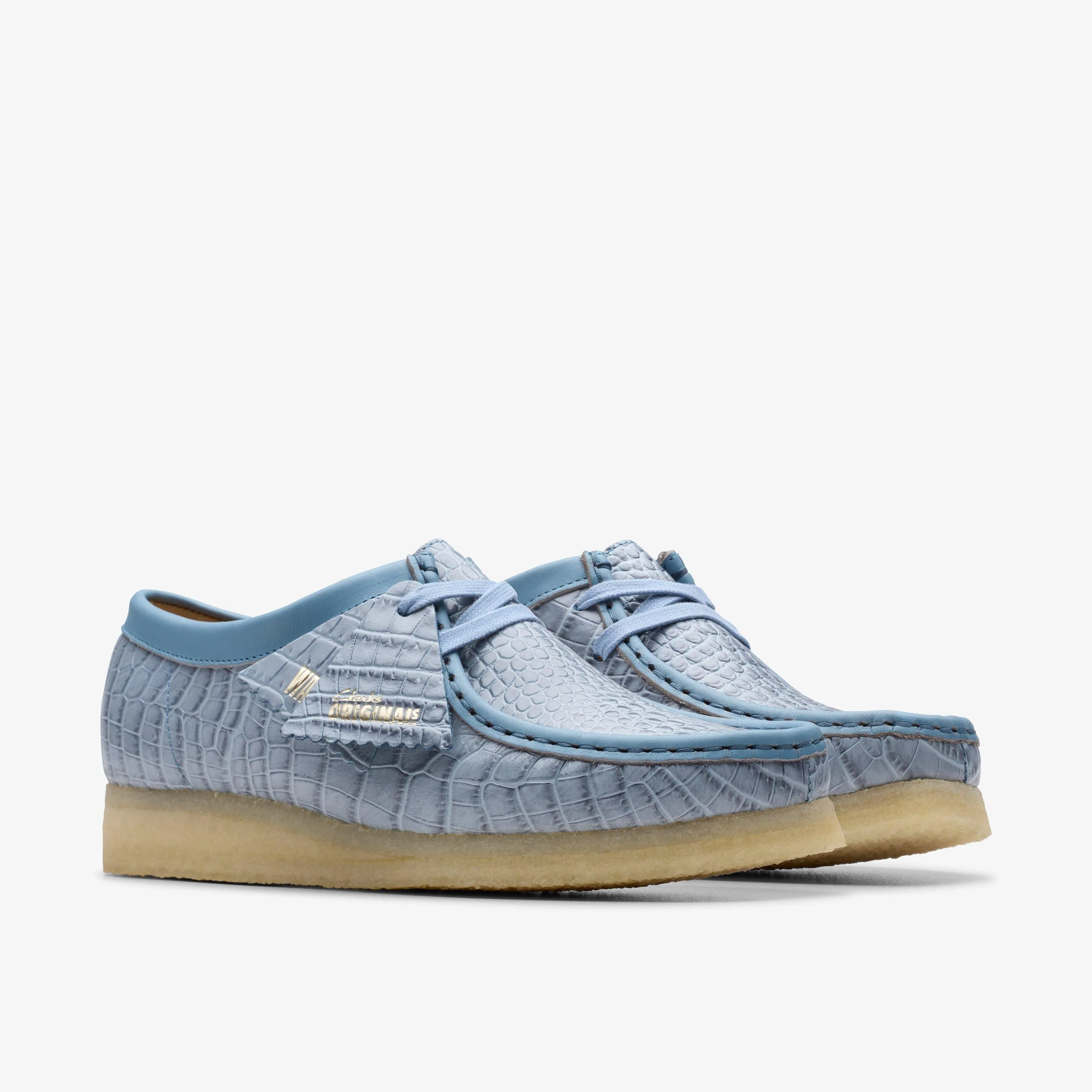 Clarks Women's Wallabee Powder Blue Croc 26180681