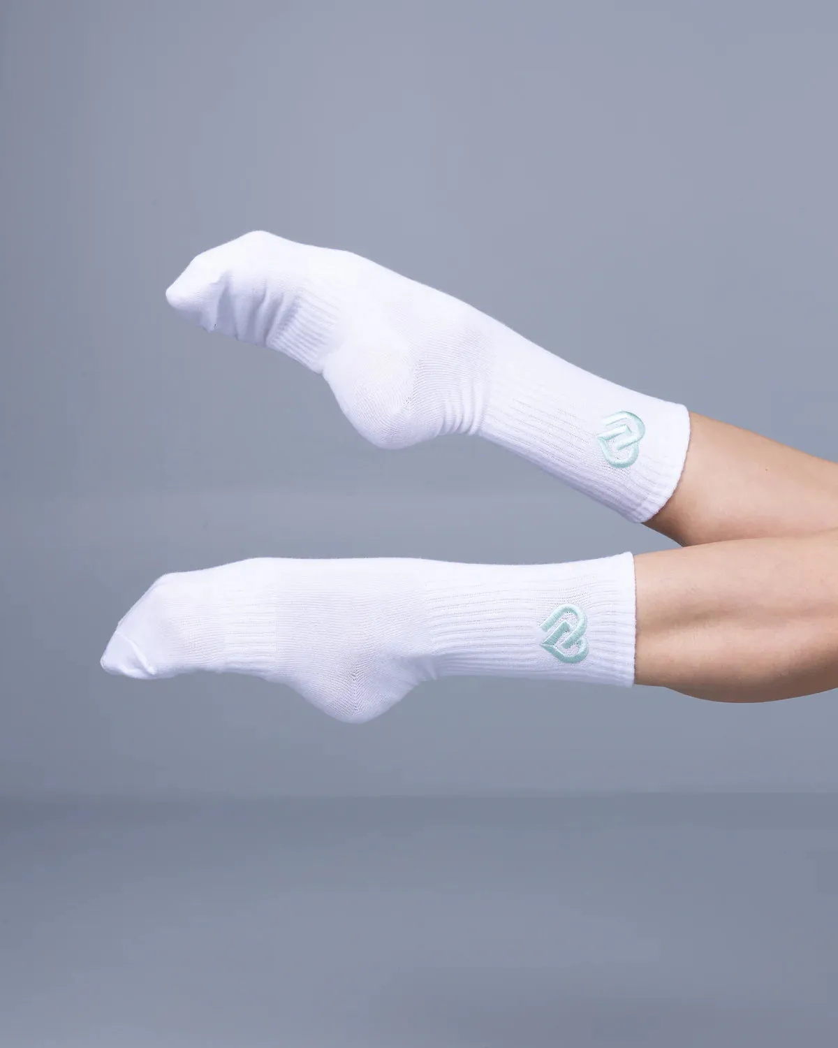 Claudia Dean World Crew Socks - White   Mint