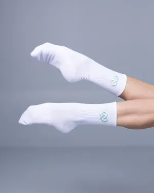 Claudia Dean World Crew Socks - White   Mint