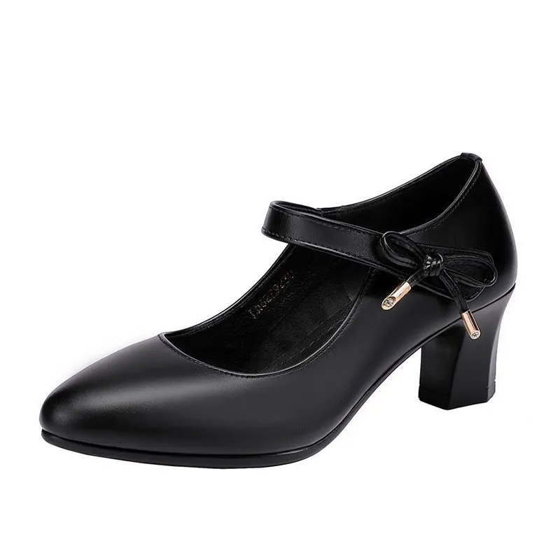 Comfortable Women's Mid-heel Buckle Mother Shoes