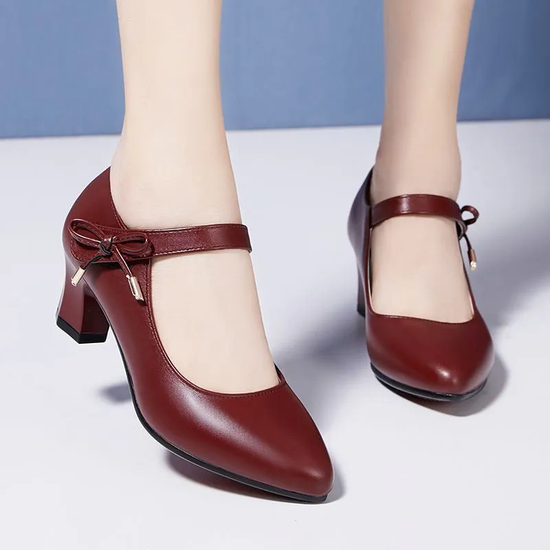 Comfortable Women's Mid-heel Buckle Mother Shoes