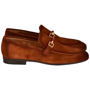 Corrente Men’s Tan Soft Suede Leather Buckle Round Toe Loafer