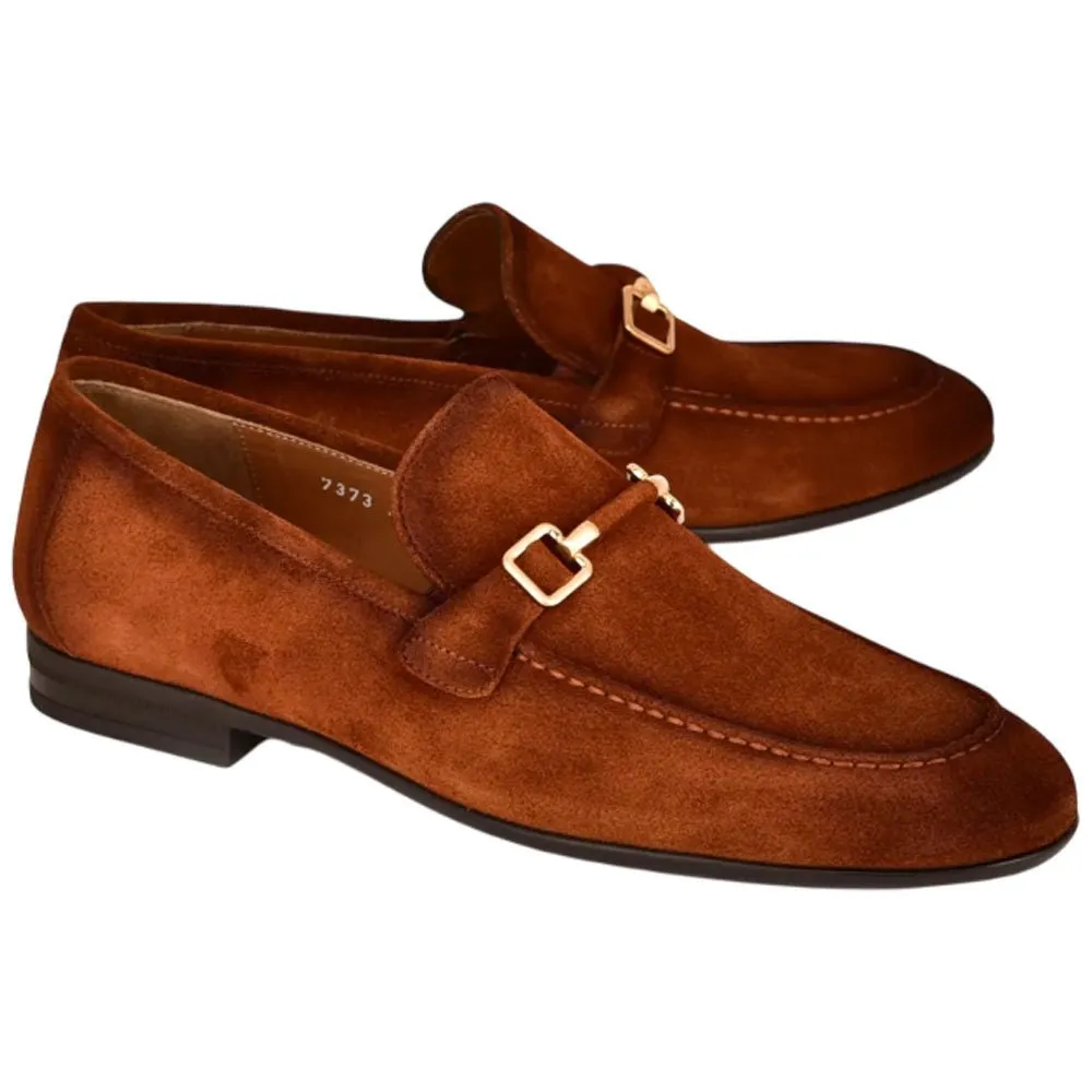 Corrente Men’s Tan Soft Suede Leather Buckle Round Toe Loafer