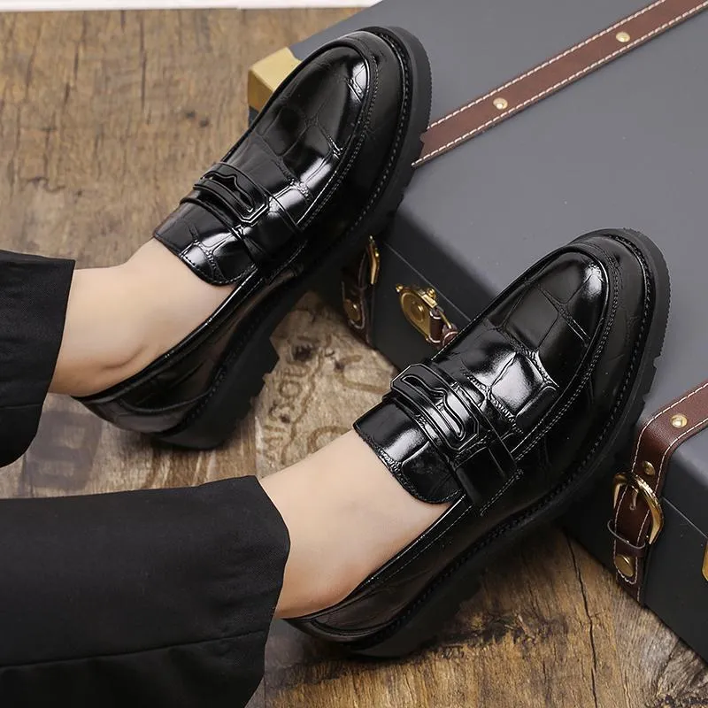 Croc-Embossed Gloss Loafers