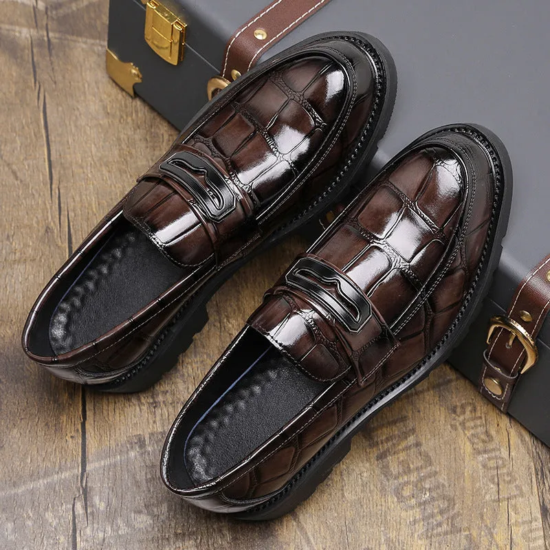 Croc-Embossed Gloss Loafers