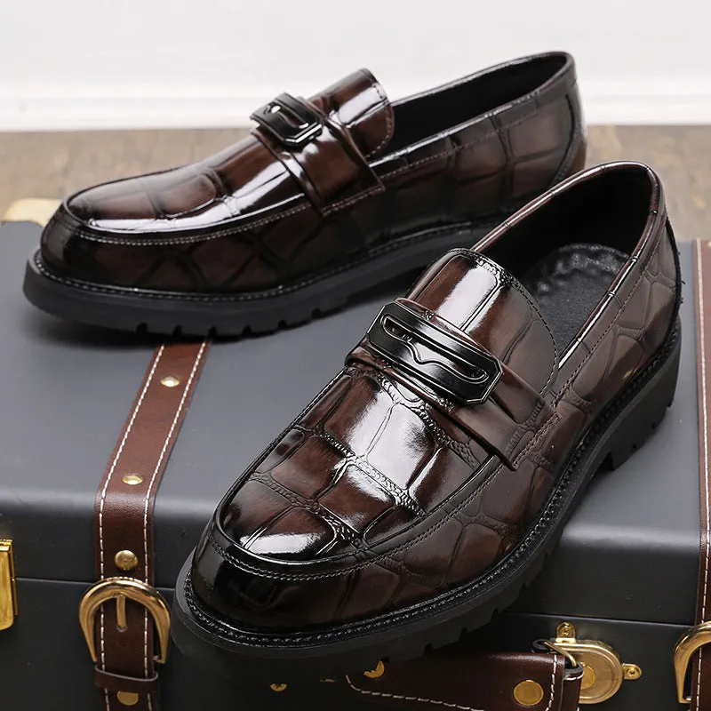 Croc-Embossed Gloss Loafers