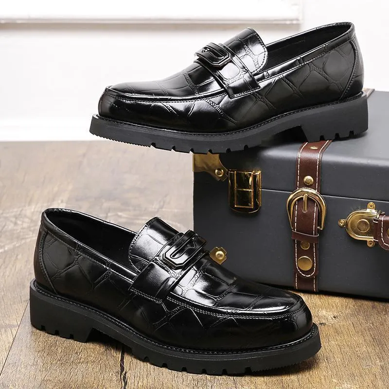 Croc-Embossed Gloss Loafers