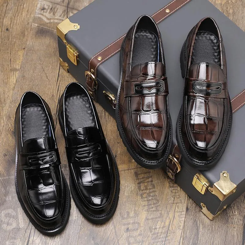 Croc-Embossed Gloss Loafers