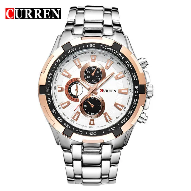 Curren Luxury Brand full stainless steel Gentleman