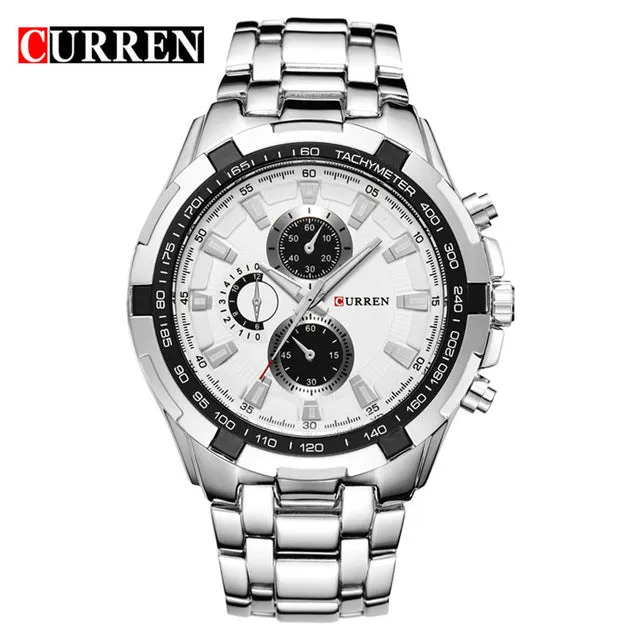 Curren Luxury Brand full stainless steel Gentleman