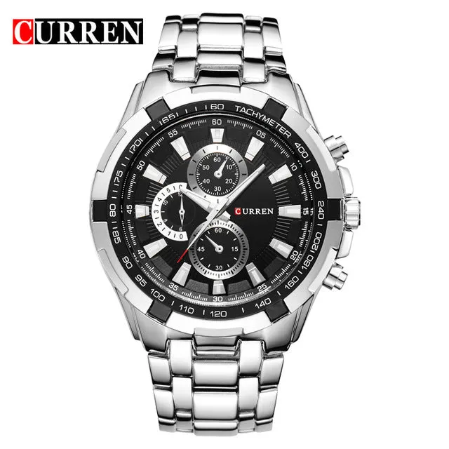 Curren Luxury Brand full stainless steel Gentleman