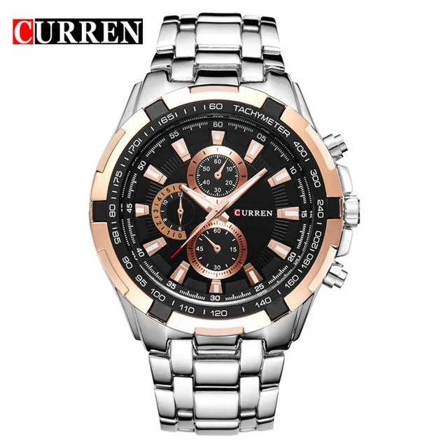 Curren Luxury Brand full stainless steel Gentleman