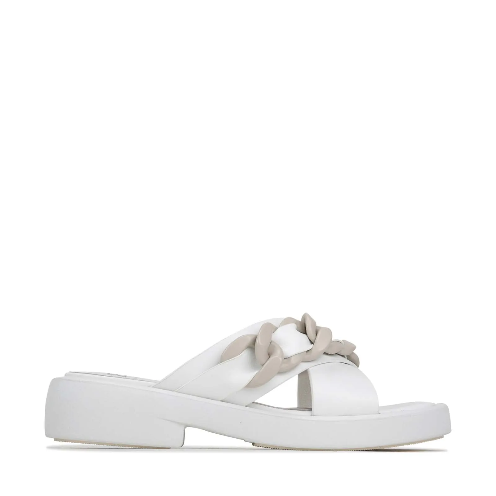 ELEASE LEATHER SLIDE HEEL SANDALS