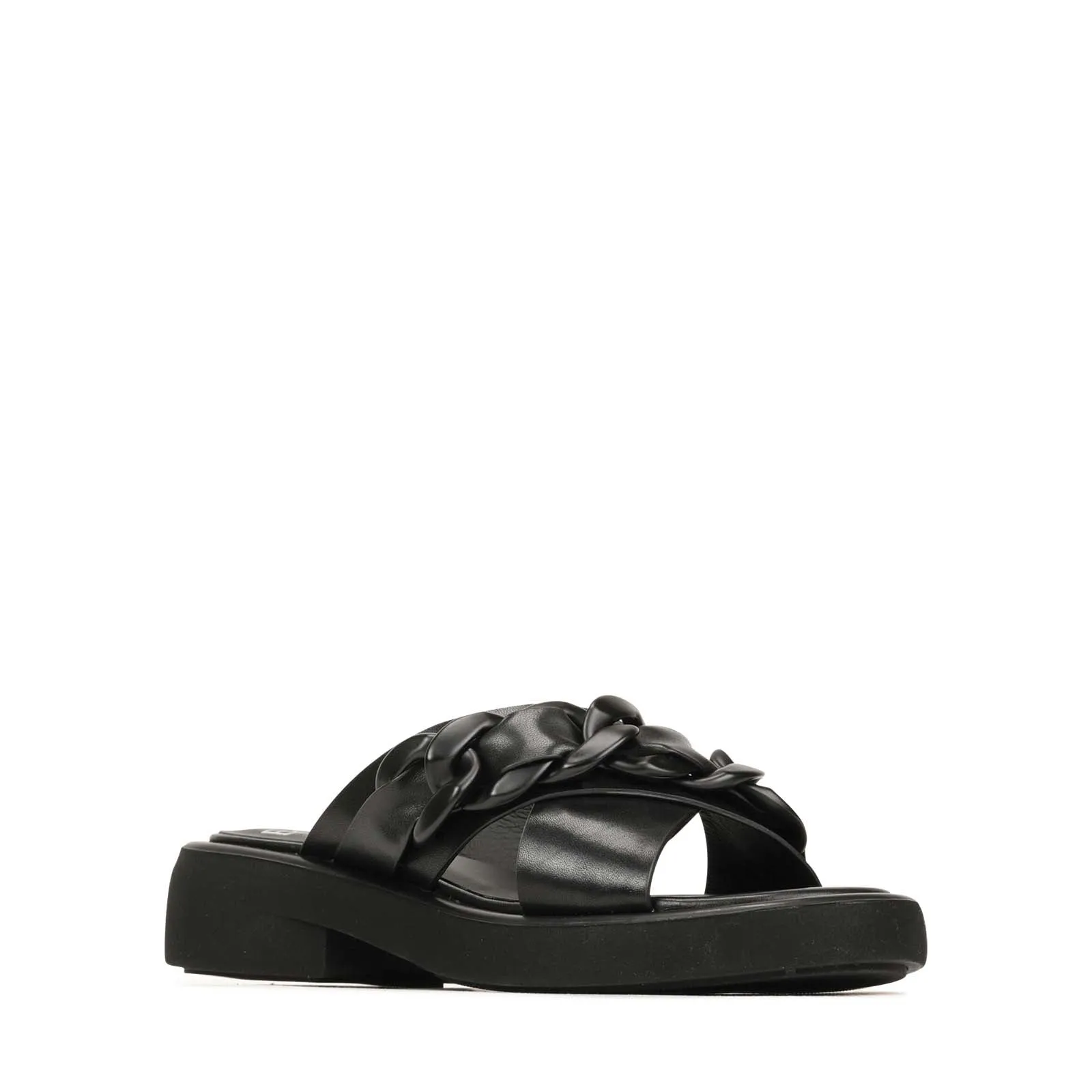 ELEASE LEATHER SLIDE HEEL SANDALS