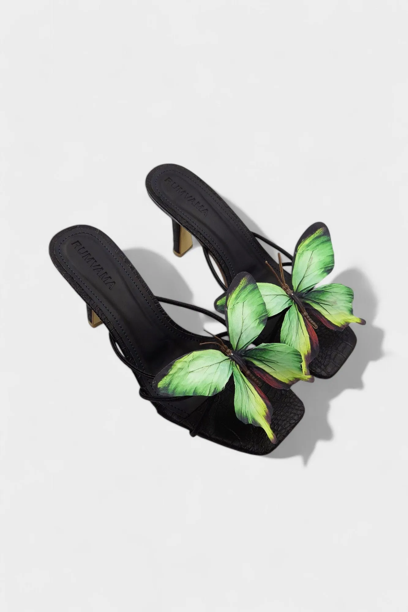 Emerald Butterfly Black Heels